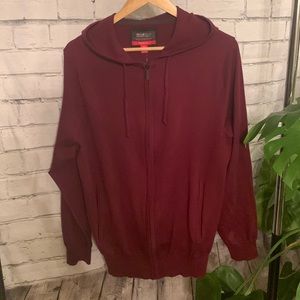 NWT Kenneth Cole Awearness Cardigan zip up hoodie maroon size xl